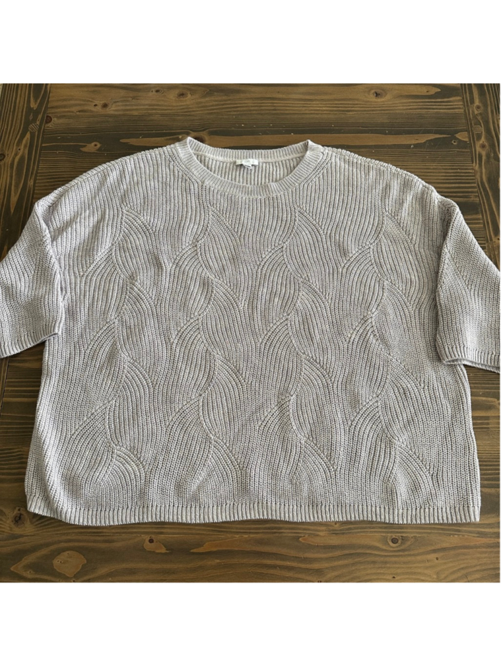 J.Jill Sweater Womens XLP Light Purple Textured Knit Short Sleeve Cotton Blend - Picture 3 of 8